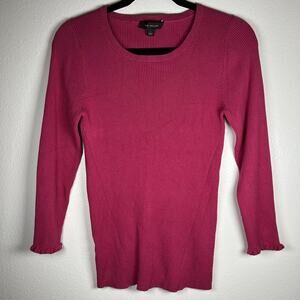 Ann Taylor | Women’s ribbed long sleeve fuschia knitted sweater shirt